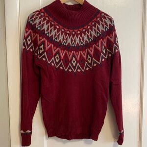 Sherpa fair isle burgundy winter sweater